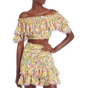 Charo Ruiz Ibiza Cata Floral Ruffle Print Crop Top and Skirt
